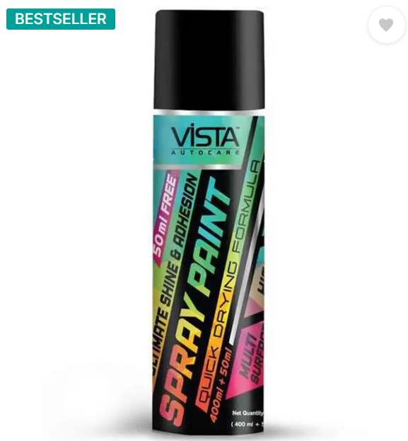 Vista Auto Care Black Spray Paint 400 ml  (Pack of 1)